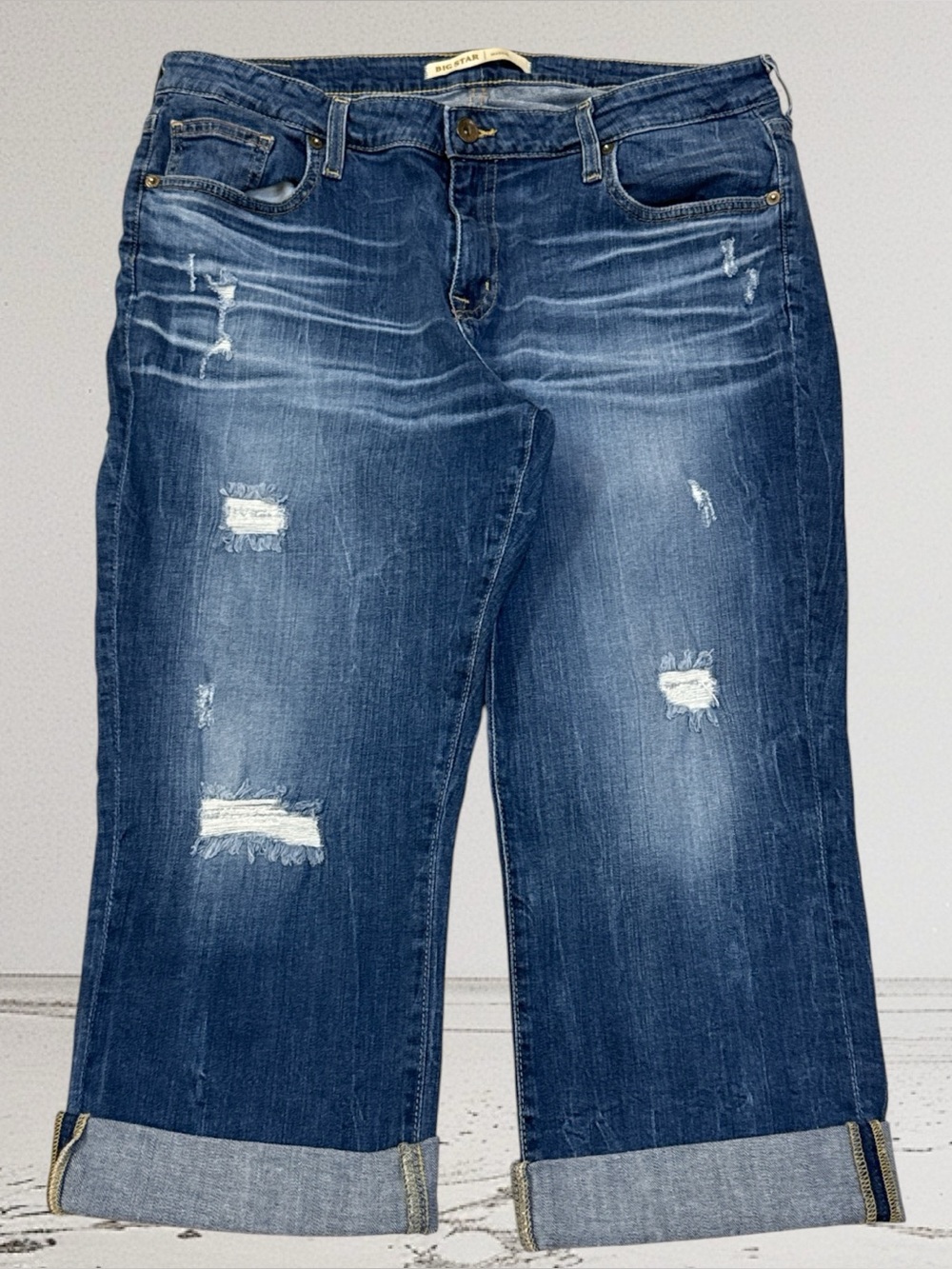 Big Star Jeans Women's Blue Maddie Capri Cropped Dark Wash Denim Size 32